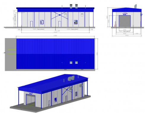 Уличная покрасочно-сушильная камера для металлоконструкций SPK-12.6.5 