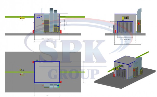 Покрасочно-сушильная камера для сварных металлоконструкций SPK-5.5.3 Покрасочно-сушильная камера для сварных металлоконструкций SPK-5.5.3