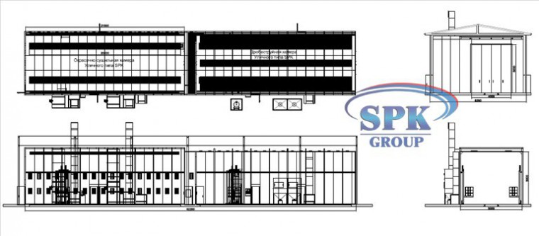 Дробеструйная камера, совмещенная с окрасочно-сушильной уличного исполнения SPK-42.5.5