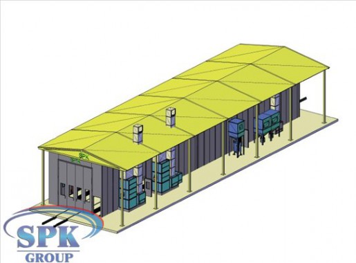 Дробеструйная камера, совмещенная с окрасочно-сушильной уличного исполнения SPK-42.5.5