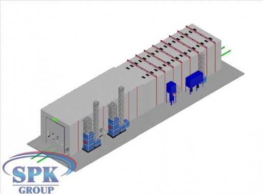 Дробеструйная камера, совмещенная с окрасочно-сушильной уличного исполнения SPK-42.5.5