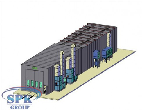 Дробеструйная камера, совмещенная с окрасочно-сушильной уличного исполнения SPK-42.5.5