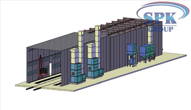 Дробеструйная камера, совмещенная с окрасочно-сушильной уличного исполнения SPK-42.5.5