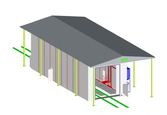 Обитаемая дробеструйная камера в уличном исполнении SPK 24.8.8 Обитаемая дробеструйная камера в уличном исполнении SPK 24.8.8