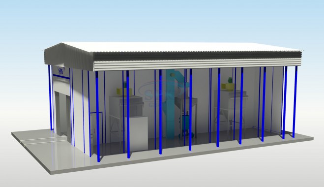 Дробеструйная камера уличного исполнения тупикового типа SPK-14.5.4 Дробеструйная камера уличного исполнения тупикового типа SPK-14.5.4