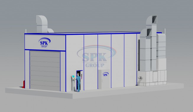 Проходная покрасочно-сушильная камера для троллейбусов SPK-15.6.5  Проходная покрасочно-сушильная камера для троллейбусов SPK-15.6.5