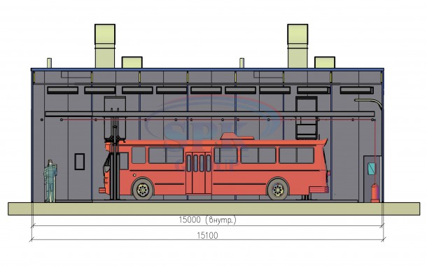 Проходная покрасочно-сушильная камера для троллейбусов SPK-15.6.5  Проходная покрасочно-сушильная камера для троллейбусов SPK-15.6.5