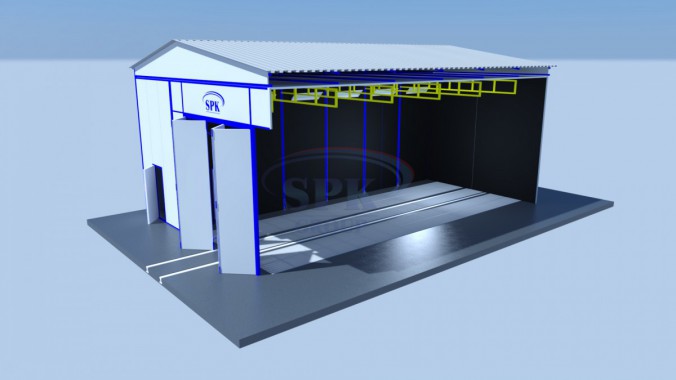 Тупиковая уличная абразивоструйная камера для металлоконструкций SPK-12.6.5