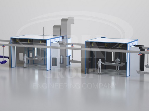 Окрасочно-сушильная камера проходного типа внутреннего исполнения
