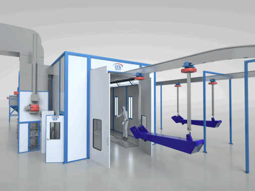 Окрасочно-сушильная камера проходного типа внутреннего исполнения
