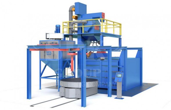 Дробемётная установка тупикового типа с подвесной системой и поворотным столом SPK D P+S