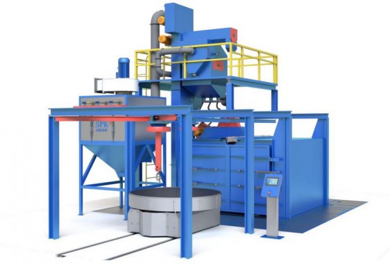 Дробемётная установка тупикового типа с подвесной системой и поворотным столом SPK D P+S