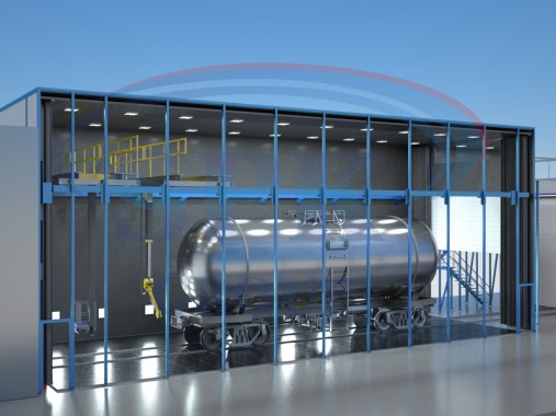 Комплекс подготовки окраски и сушки поверхности для железнодорожного транспорта Комплекс подготовки окраски и сушки поверхности для железнодорожного транспорта