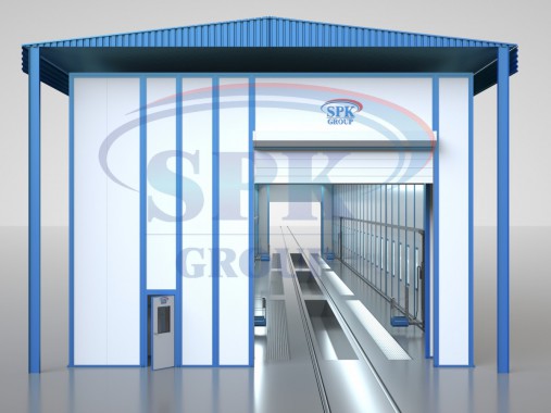 Окрасочно-сушильная камера проходного типа уличного исполнения SPK-55.7.7 для путевых машин