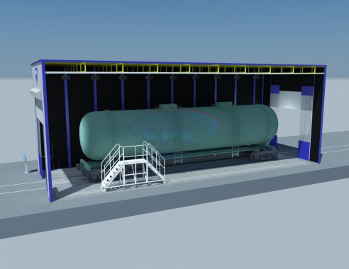 Проходной комплекс подготовки, покраски и сушки для жд цистерн SPK  Проходной комплекс подготовки, покраски и сушки для жд цистерн SPK