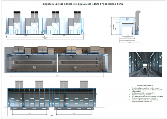 Проходная окрасочно-сушильная камера для 2-х вагонов SPK-32.6.7 Проходная окрасочно-сушильная камера для 2-х вагонов SPK-32.6.7