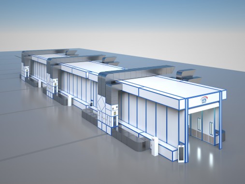 Окрасочно-сушильная камера для лопастей ветрогенераторов SPK-67.6.6